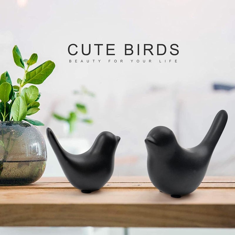 Notakia Small Birds Statues Home Decor Modern Style Decorative Ornaments for Living Room Decor, Bedroom, Office Desktop, Cabinets (Black 2Pcs Birds) - Image 3